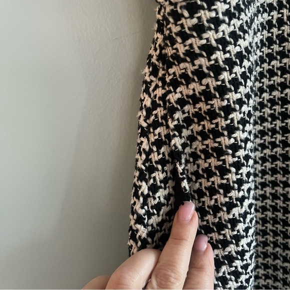 ZARA MIDI TWEED HERRINGBONE PINAFORE JUMPER DRESS BLACK WHITE BUTTONS MEDIUM - Picture 10 of 15